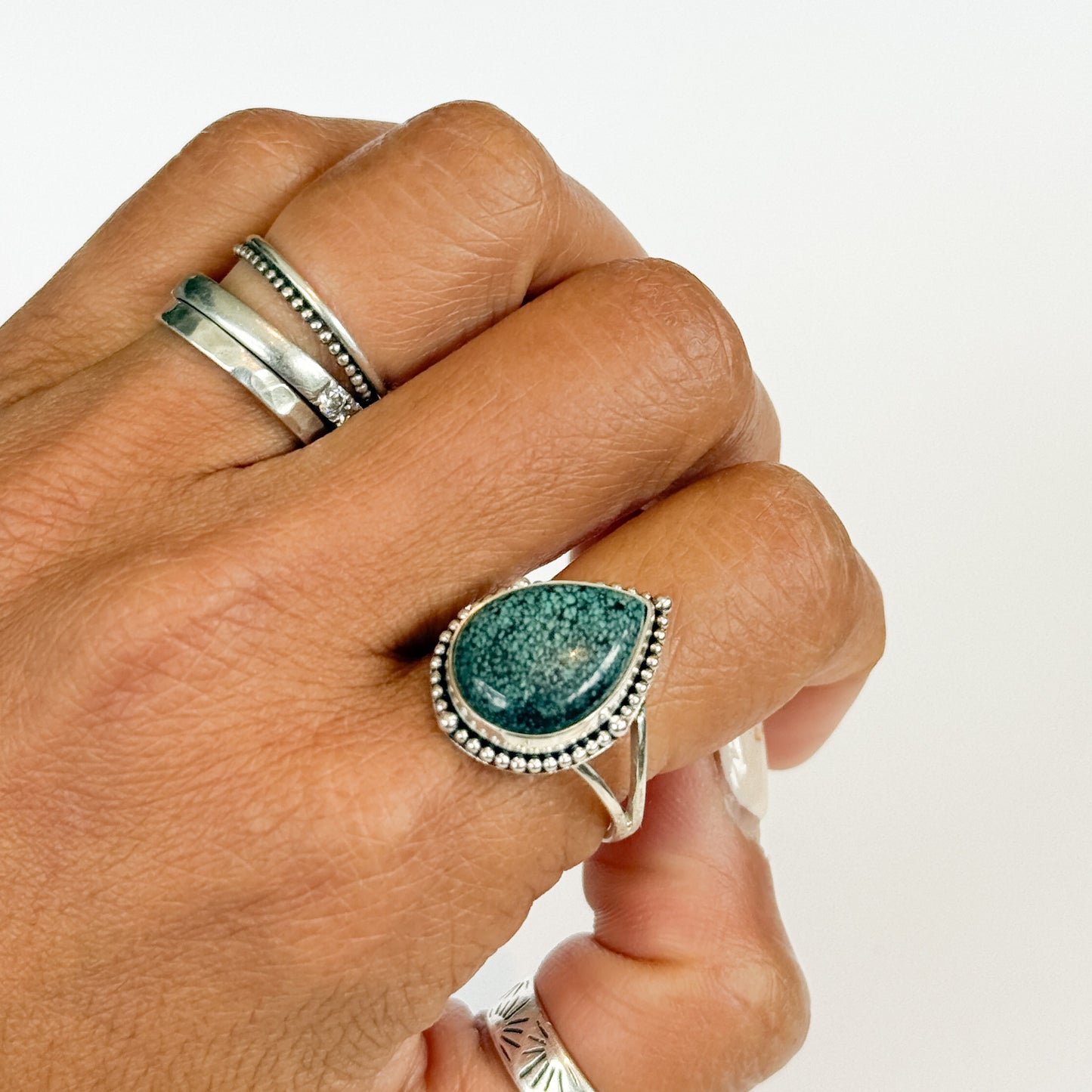 Gaia turquoise teardrop Ring - size 8