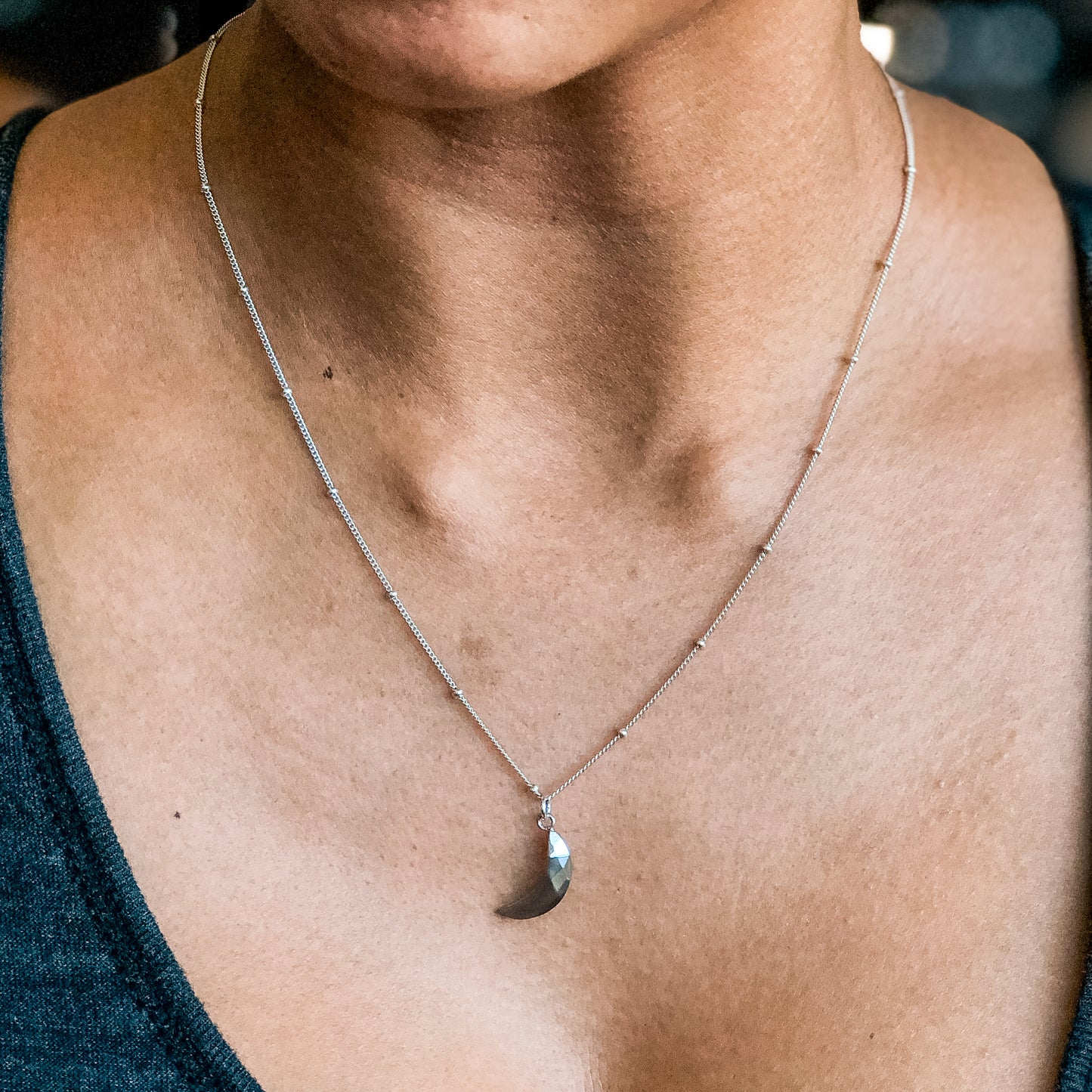 Grey Moonstone Faceted Necklace