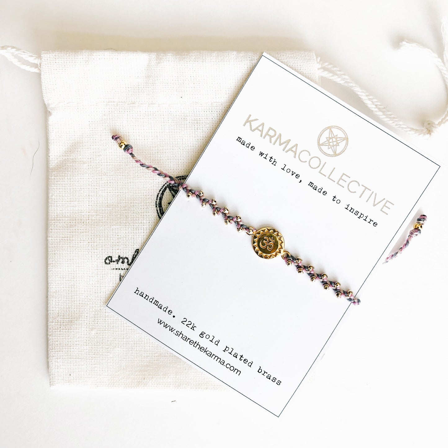 OM Gold plated Tri-Color Braided Bracelet