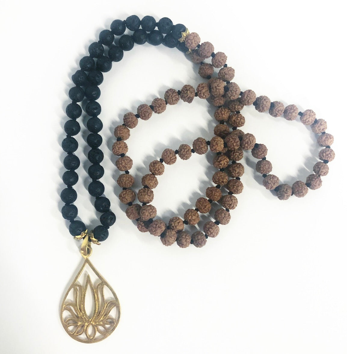 Lava stone and Lotus Mala