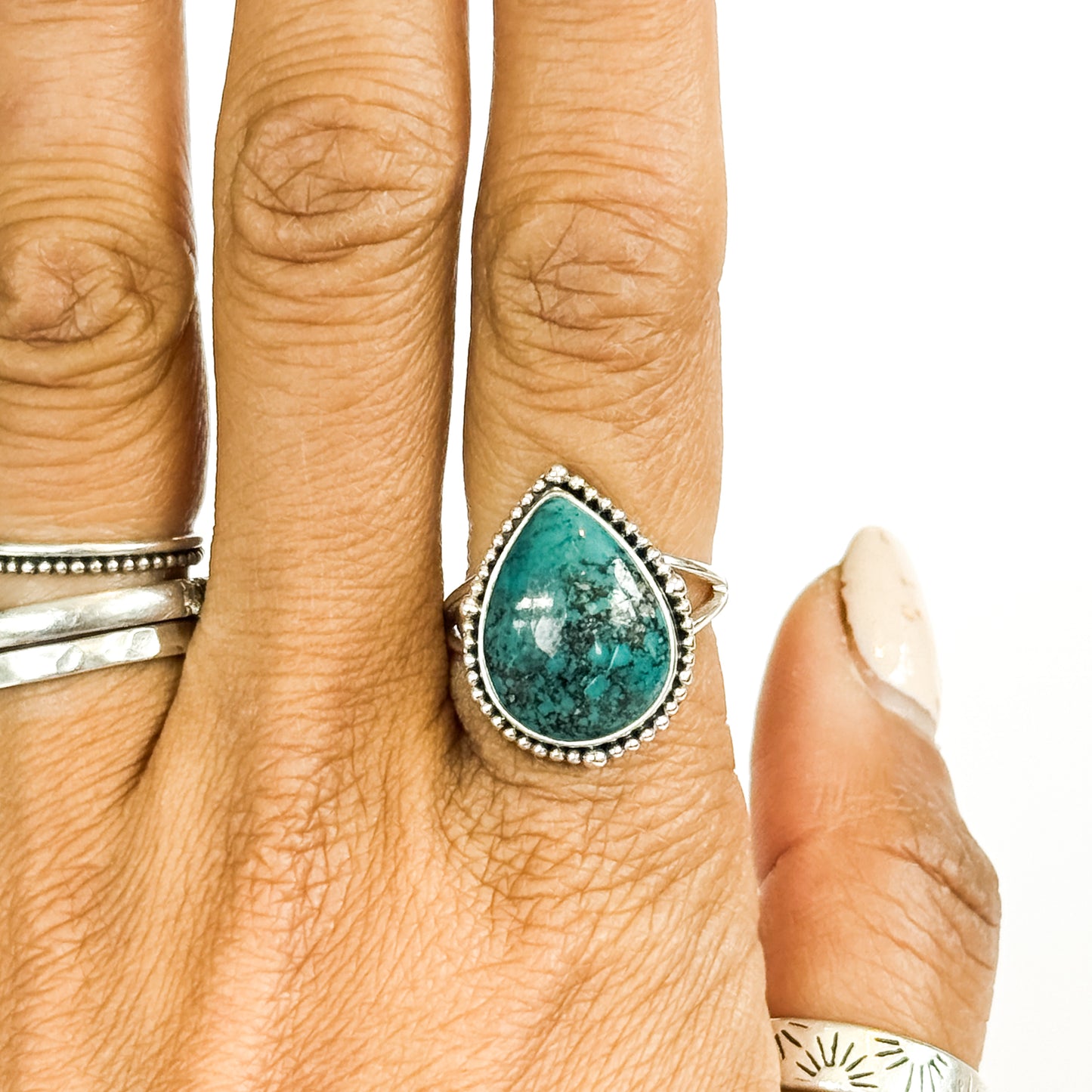 Gaia turquoise teardrop Ring - size 7