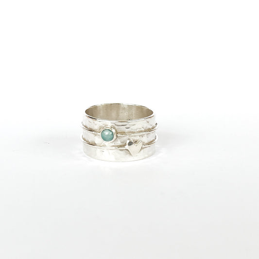 The Carina Hammered Heart Ring- Larimar (7)
