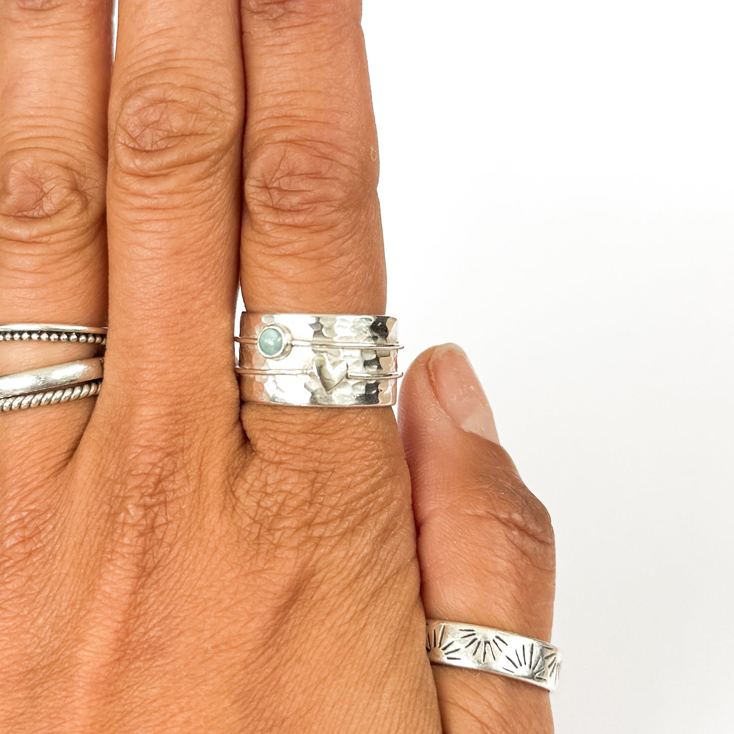 The Carina Hammered Heart Ring- Larimar (7)