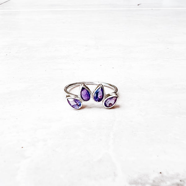 Amethyst Flower Crown Ring