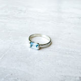 Blue Topaz Baguette Crystal rings