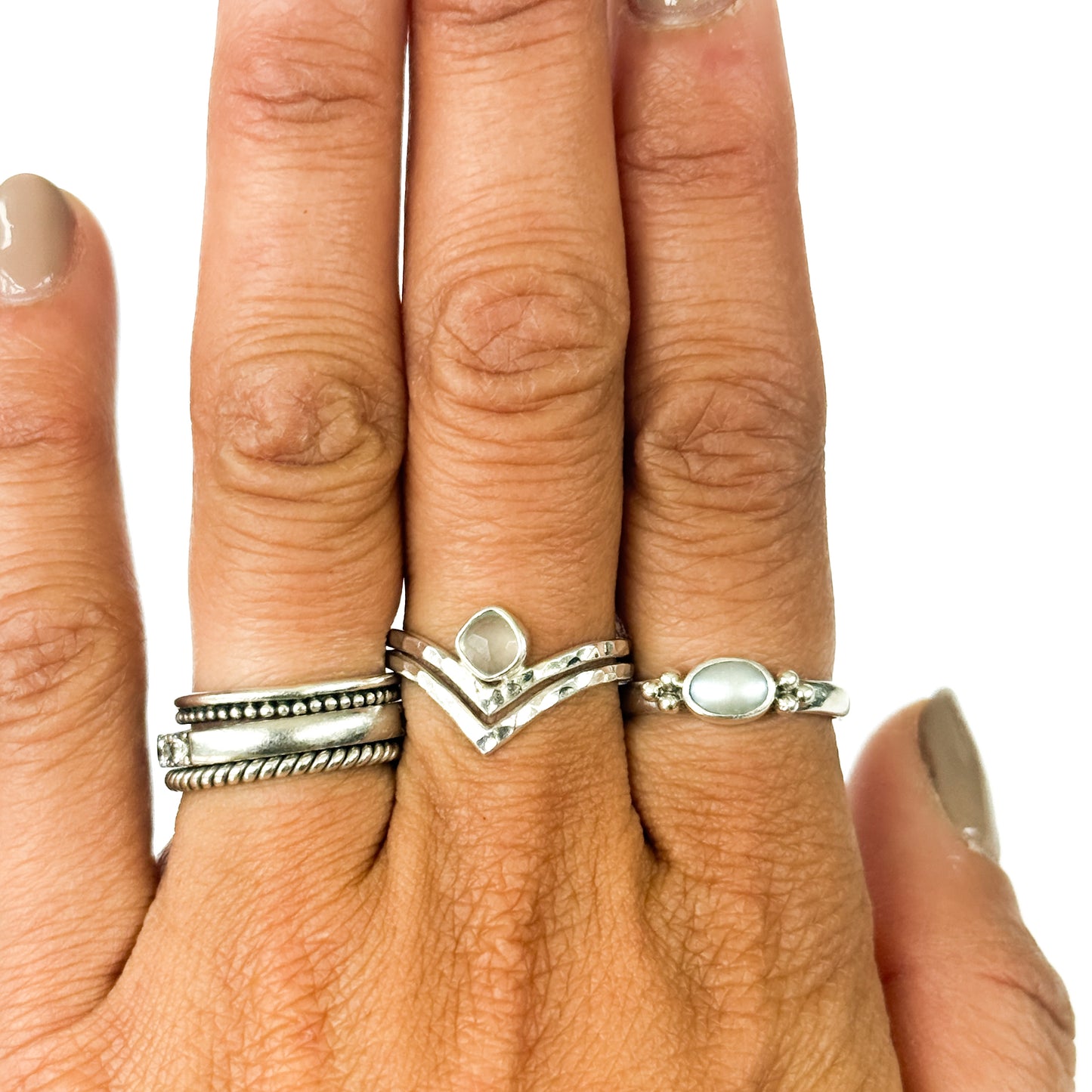 Aqua Chalcedony Double Hammered Chevron