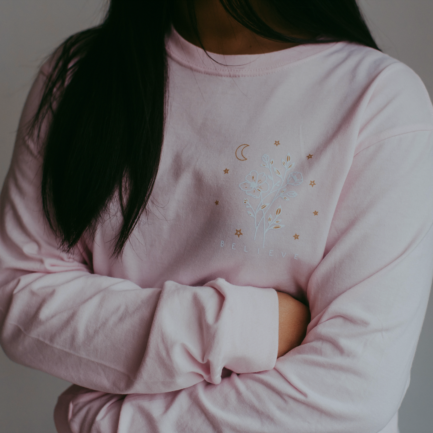 Believe Light Pink Long SLeeve