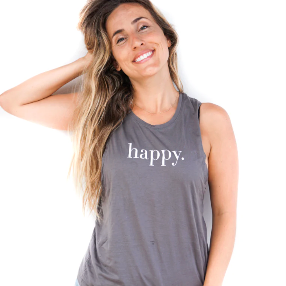 Happy Grey Twist Back Tank top