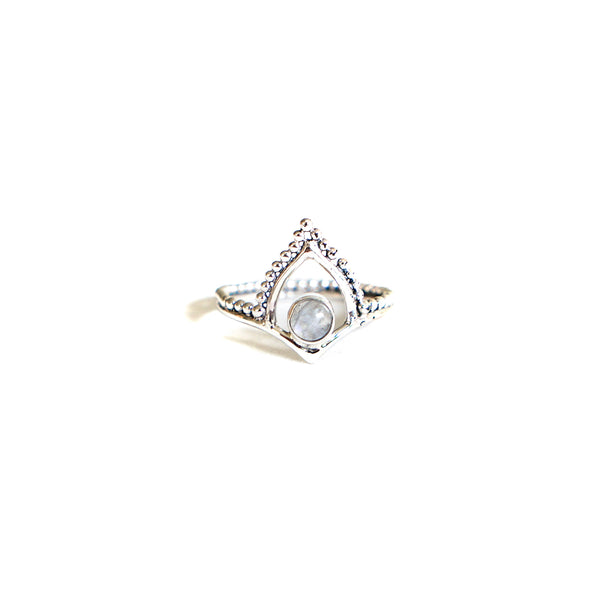 Moonstone Tiara Sterling Silver Ring