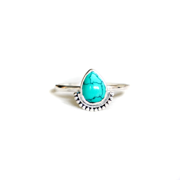 Turquoise Drop Sterling Silver Ring