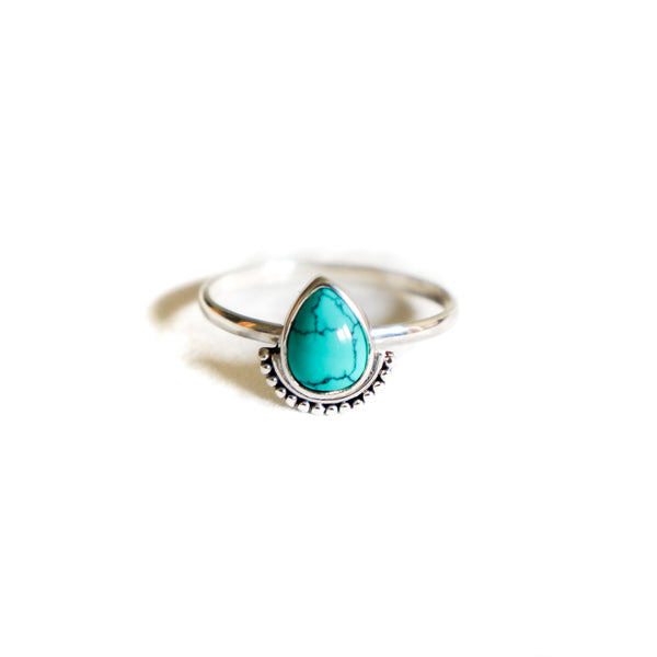 Turquoise Drop Sterling Silver Ring