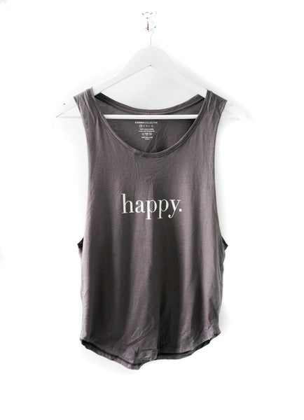 Happy. Muscle Tank Grey