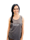Happy. Muscle Tank Grey