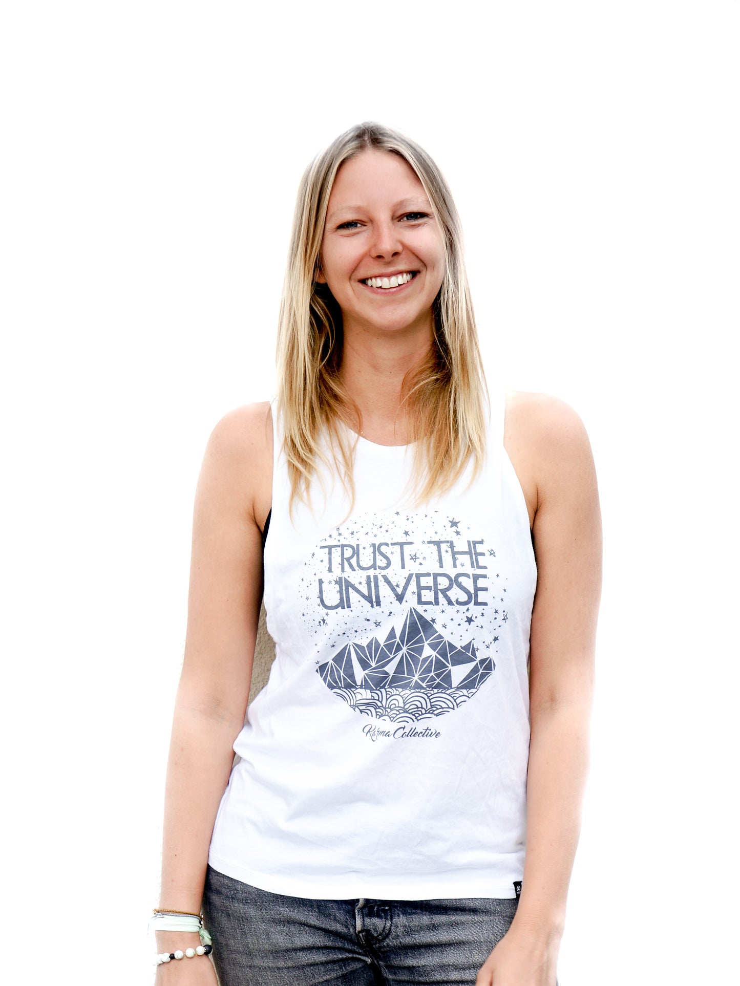 Trust the Universe Open Back- White