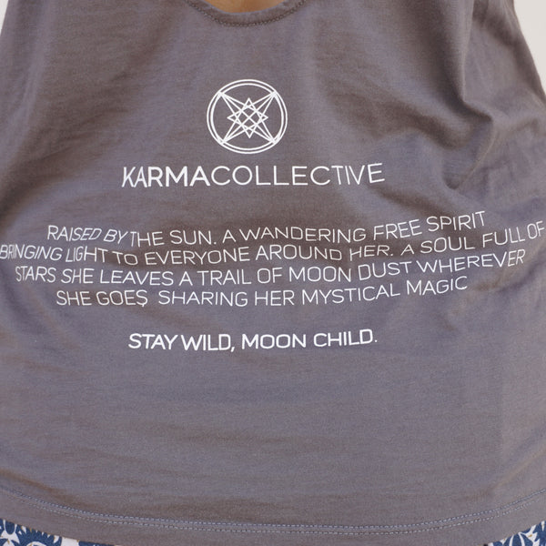 Moon Child Open Back Twist Tank Grey