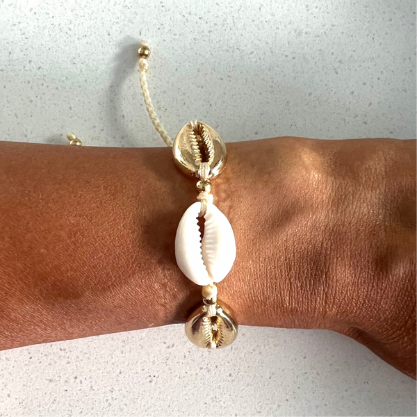 Golden Cowrie 22k gold adjustable bracelet