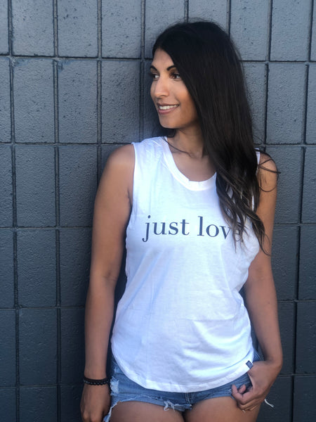 Just Love Muscle Tank- White
