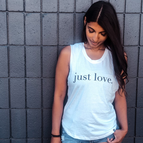Just Love Muscle Tank- White