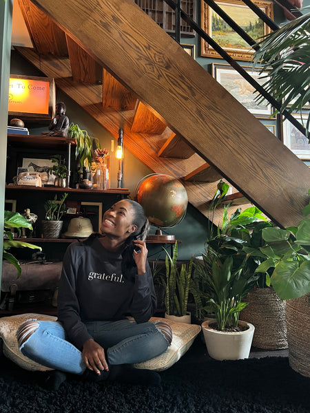 Grateful Charcoal Terry Cotton Sweatshirt