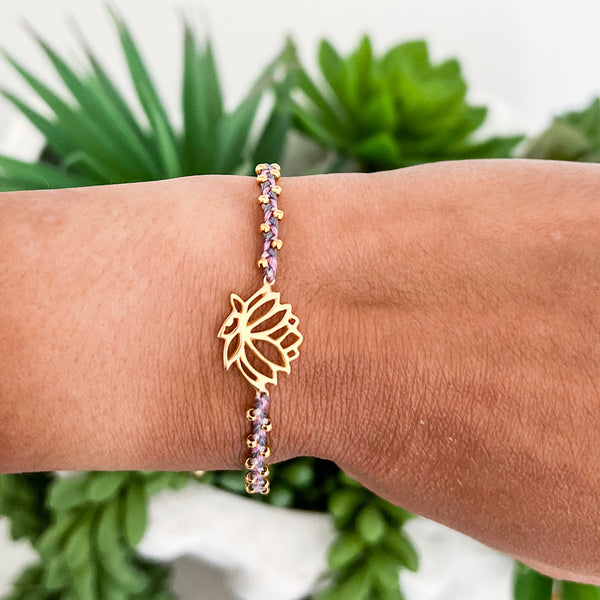 Lotus 22k gold Tri-Color Pink Bracelet