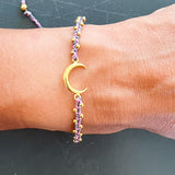 Crescent Moon 22k Gold Tri-Color Pink Bracelet