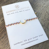 Crescent Moon 22k Gold Tri-Color Pink Bracelet