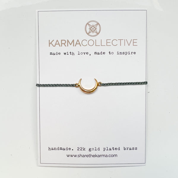 Crescent Moon 22k Gold Bracelet - Blue