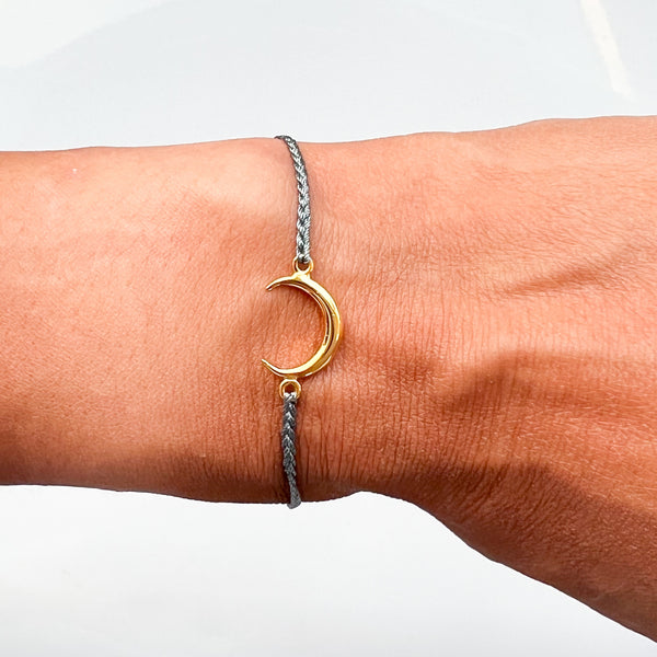 Crescent Moon 22k Gold Bracelet - Blue