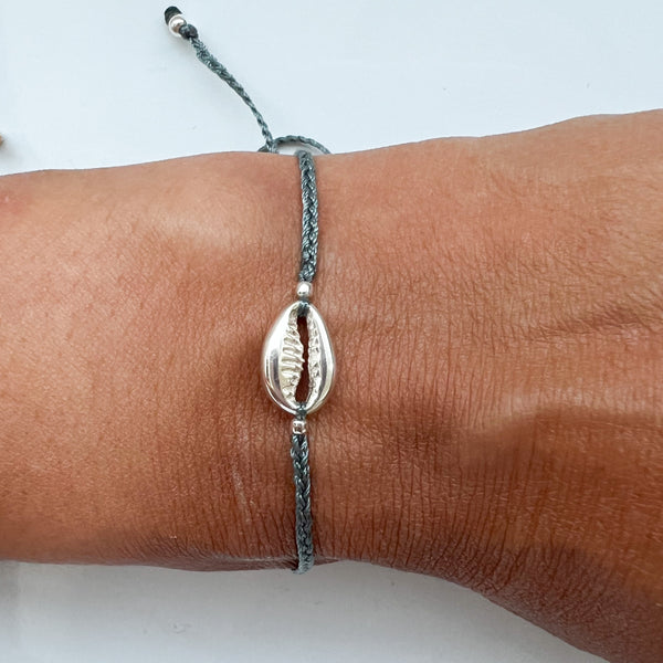 Cowrie Shell 925 Sterling Silver Bracelet - Blue