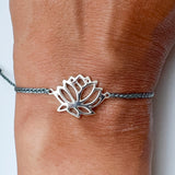 Boho Lotus 925 Sterling Silver Bracelet - Blue