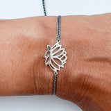 Boho Lotus 925 Sterling Silver Bracelet - Blue