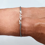 Mama 925 Sterling Silver Adjustable Bracelet -Blue