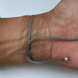 Mama 925 Sterling Silver Adjustable Bracelet -Blue