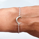 Crescent Moon 925 Sterling Silver Bracelet - Nude