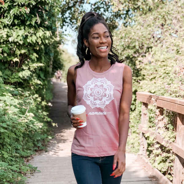 Mandala Flower Mauve Pink Muscle Tank