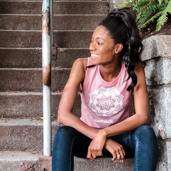 Mandala Flower Mauve Pink Muscle Tank