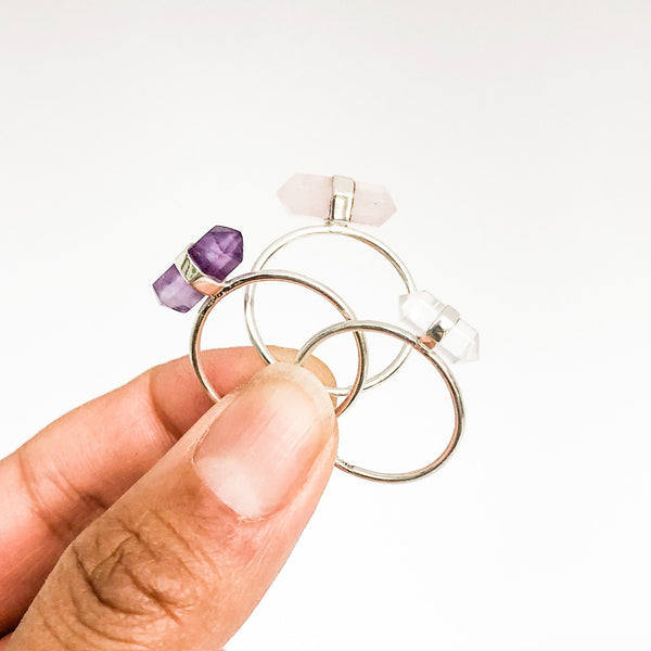 Clear Quartz Prism Ring