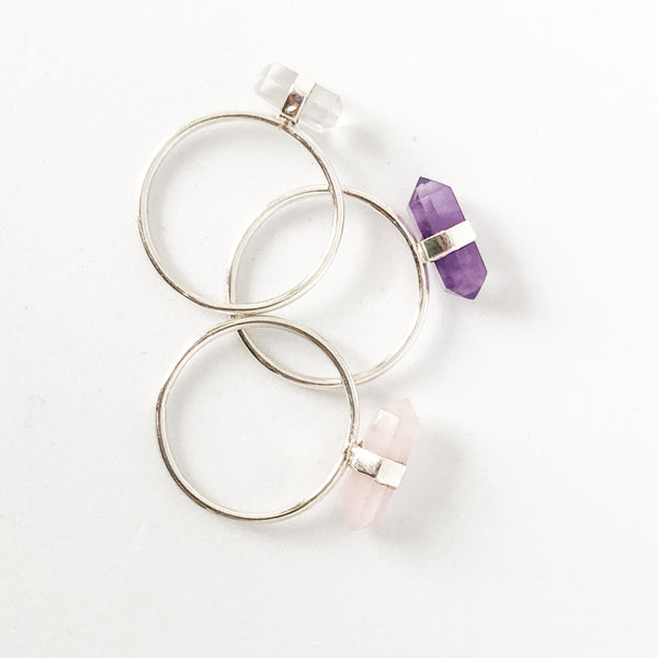 Clear Quartz Prism Ring