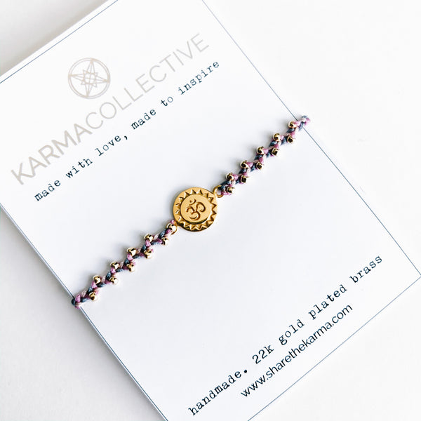 OM Gold plated Tri-Color Braided Bracelet
