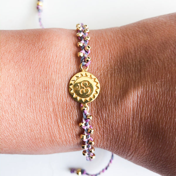 OM Gold plated Tri-Color Braided Bracelet