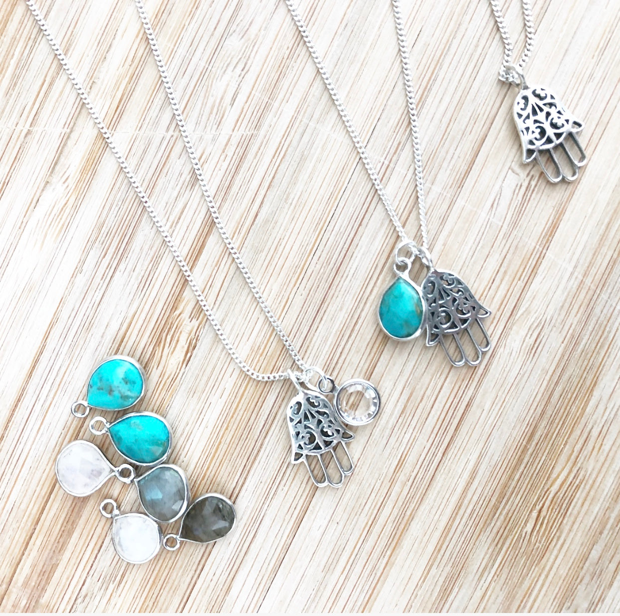 Sterling Silver Hamsa and Crystal necklace