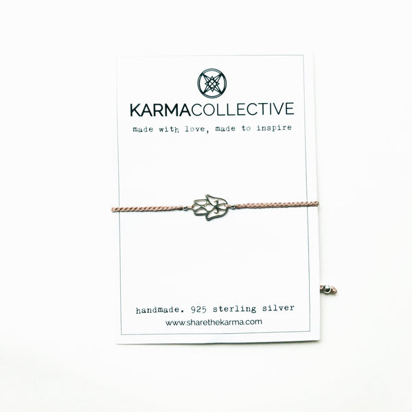 Hamsa Sterling Silver Nude Braided Bracelet