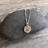 Hand stamped Rainbow Sterling Silver Necklace
