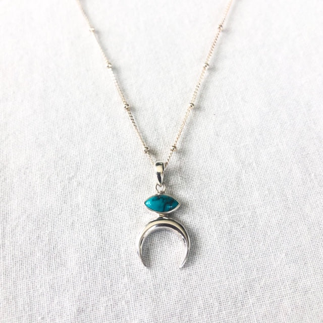Turquoise Moon Sterling Silver Necklace