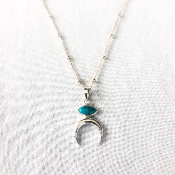 Turquoise Moon Sterling Silver Necklace