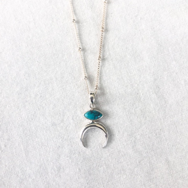 Turquoise Moon Sterling Silver Necklace