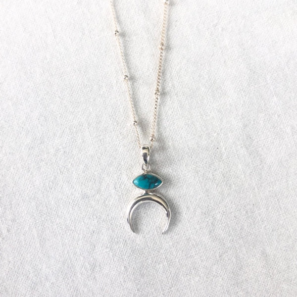 Turquoise Moon Sterling Silver Necklace