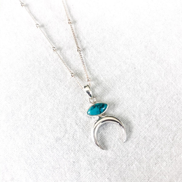 Turquoise Moon Sterling Silver Necklace