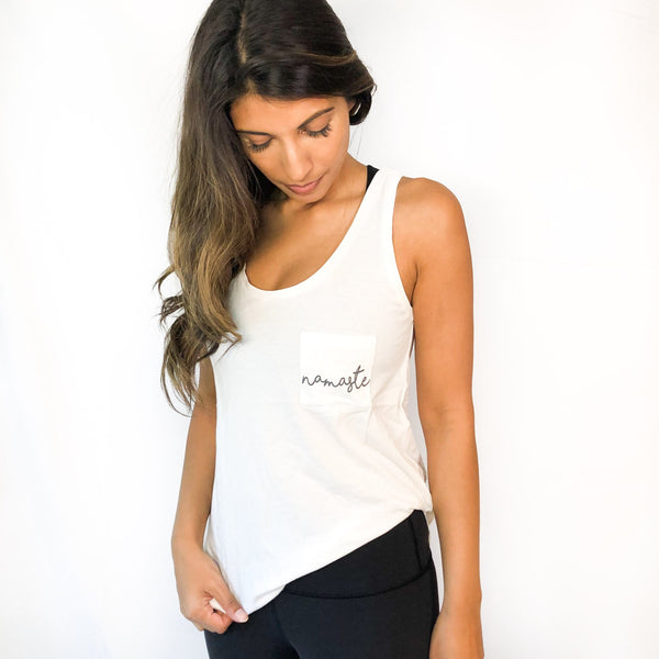 Namaste Pocket Everyday Tank top - White