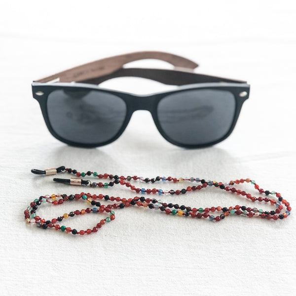Rainbow Agate hand knotted sunglass chain